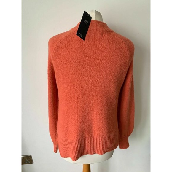 M&S high neck soft fluffy Jumper Size XS Orange - Picture 5 of 5